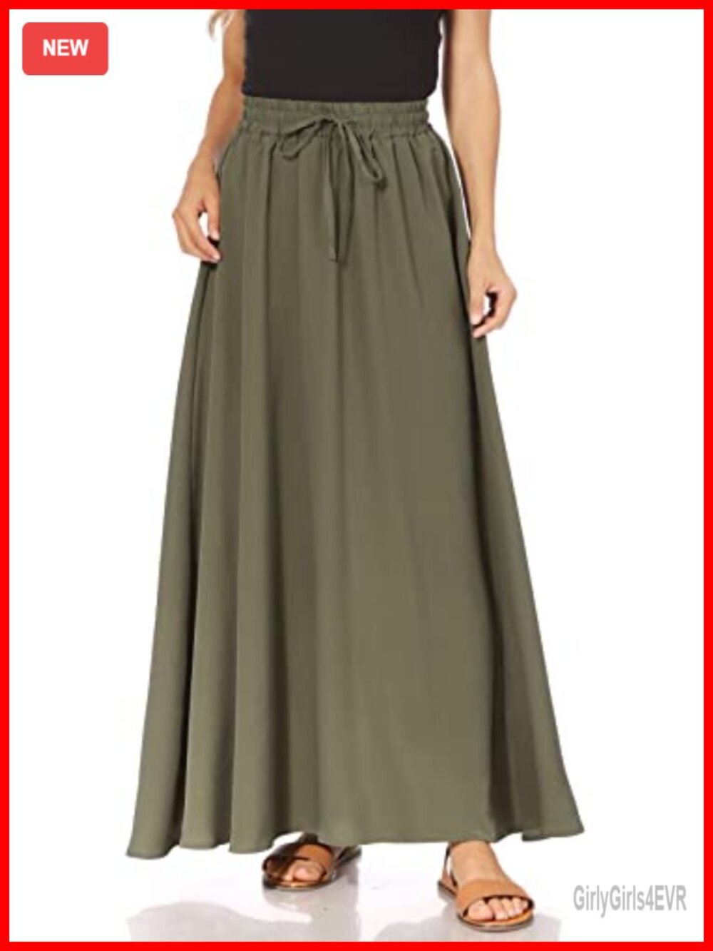 Women's Maxi Skirt Flowy A-Line High Waisted Elastic Waist Long Skirt